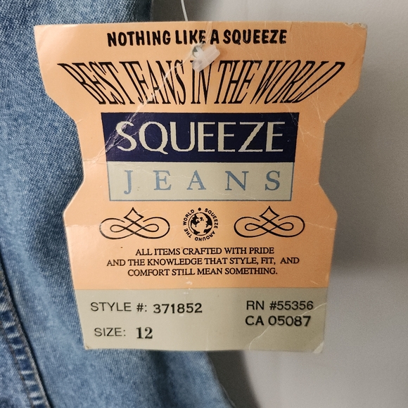 VINTAGE SQUEEZE JEANS FITTED BUTTON UP FITTED DENIM HALTER/TAN TOP WMS SZ 12 NWT - Picture 3 of 13